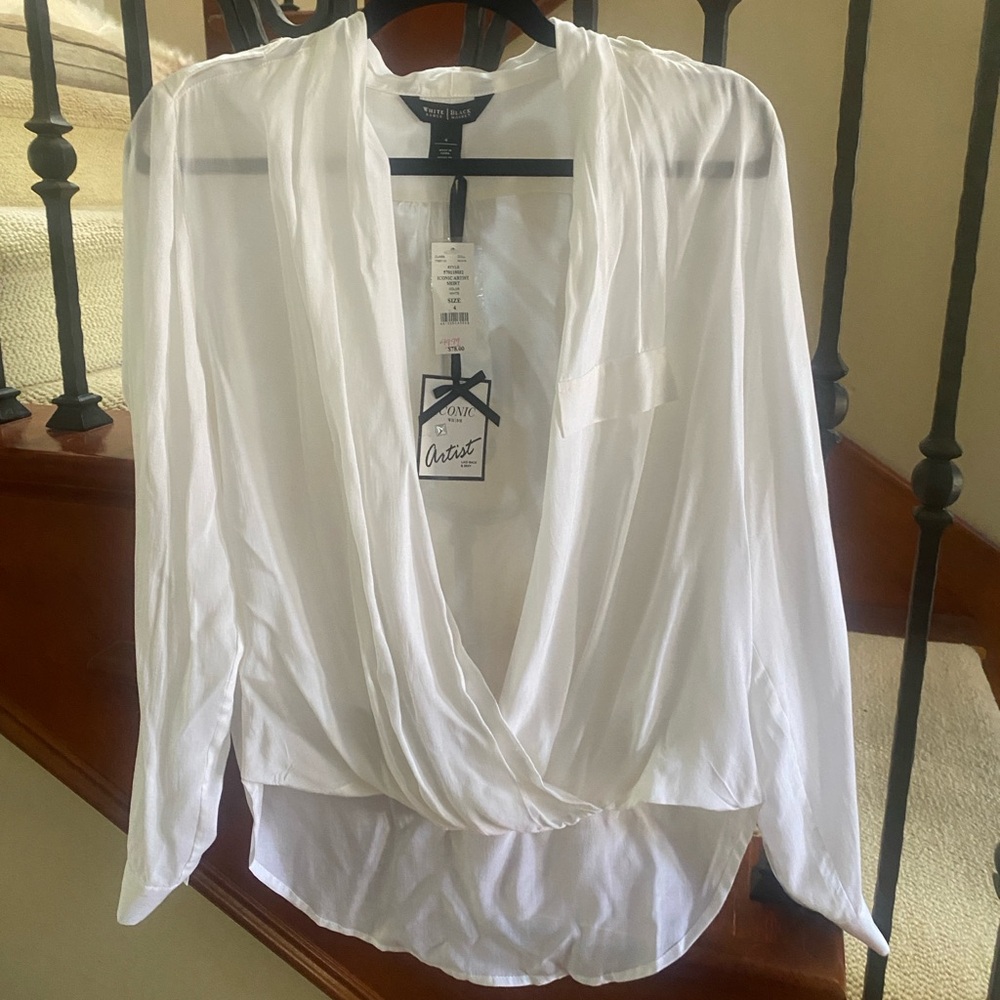 White Draped Blouse